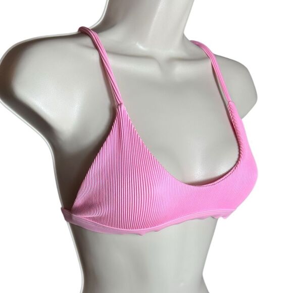 Kulani Kinis Ribbed Taffy Pink Cheeky V Style Bikini 2 Piece Set Swimsuit - Picture 4 of 10